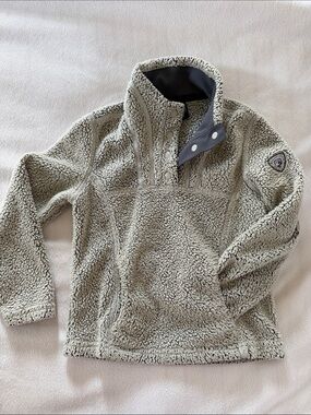 Kühl Cream and Charcoal Sherpa Snap-Neck Pullover